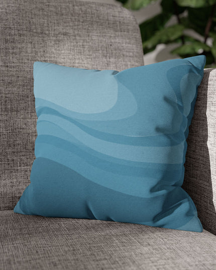 Sky Blue Wavey Spun Polyester Square Pillowcase, 14" x 14"