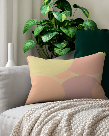 Pastel Hot Peach Patches Spun Polyester Lumbar Pillow, 20" x 14"