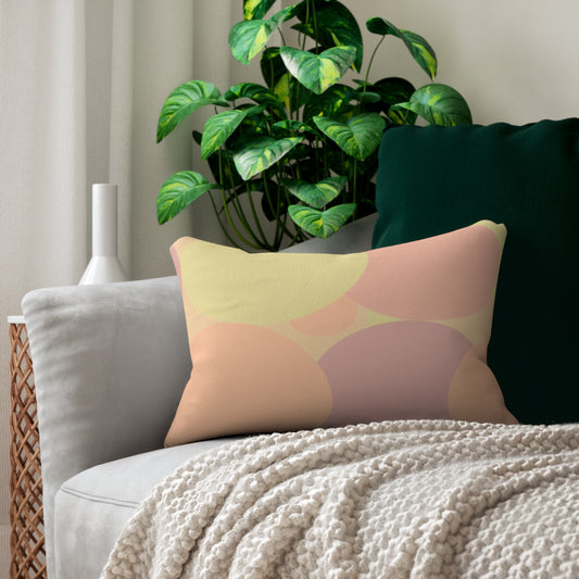 Pastel Hot Peach Patches Spun Polyester Lumbar Pillow, 20" x 14"