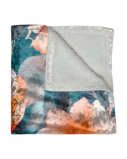 Orange Blossom Floral Bunch Crushed Velvet Blanket, 50" x 60"