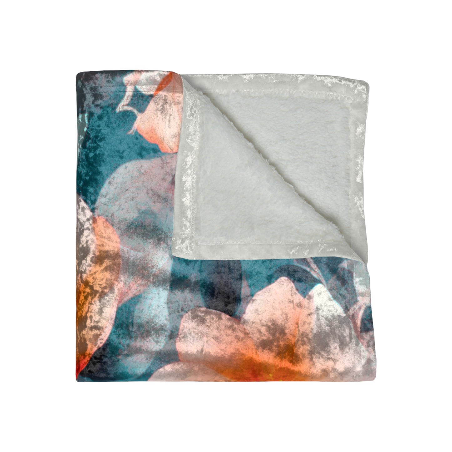 Orange Blossom Floral Bunch Crushed Velvet Blanket, 50" x 60"