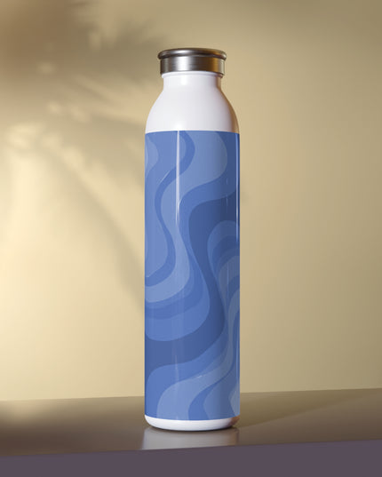 Deep Blue Wavey Slim Water Bottle, 20 oz White