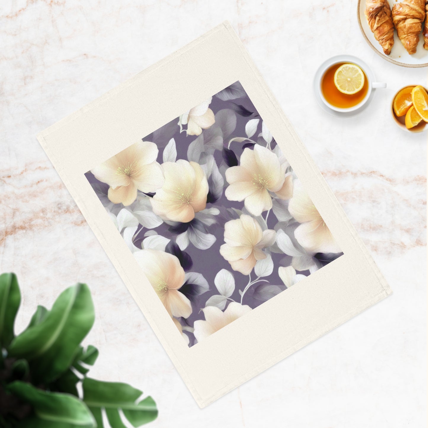 White Blush Floral Bunch Cotton Tea Towel 19.6" x 27.5"