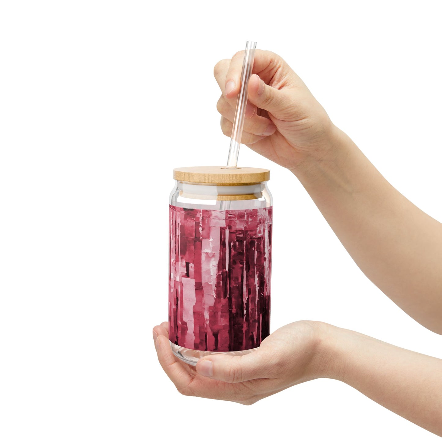 Striped Ruby Sipper Glass, 16oz