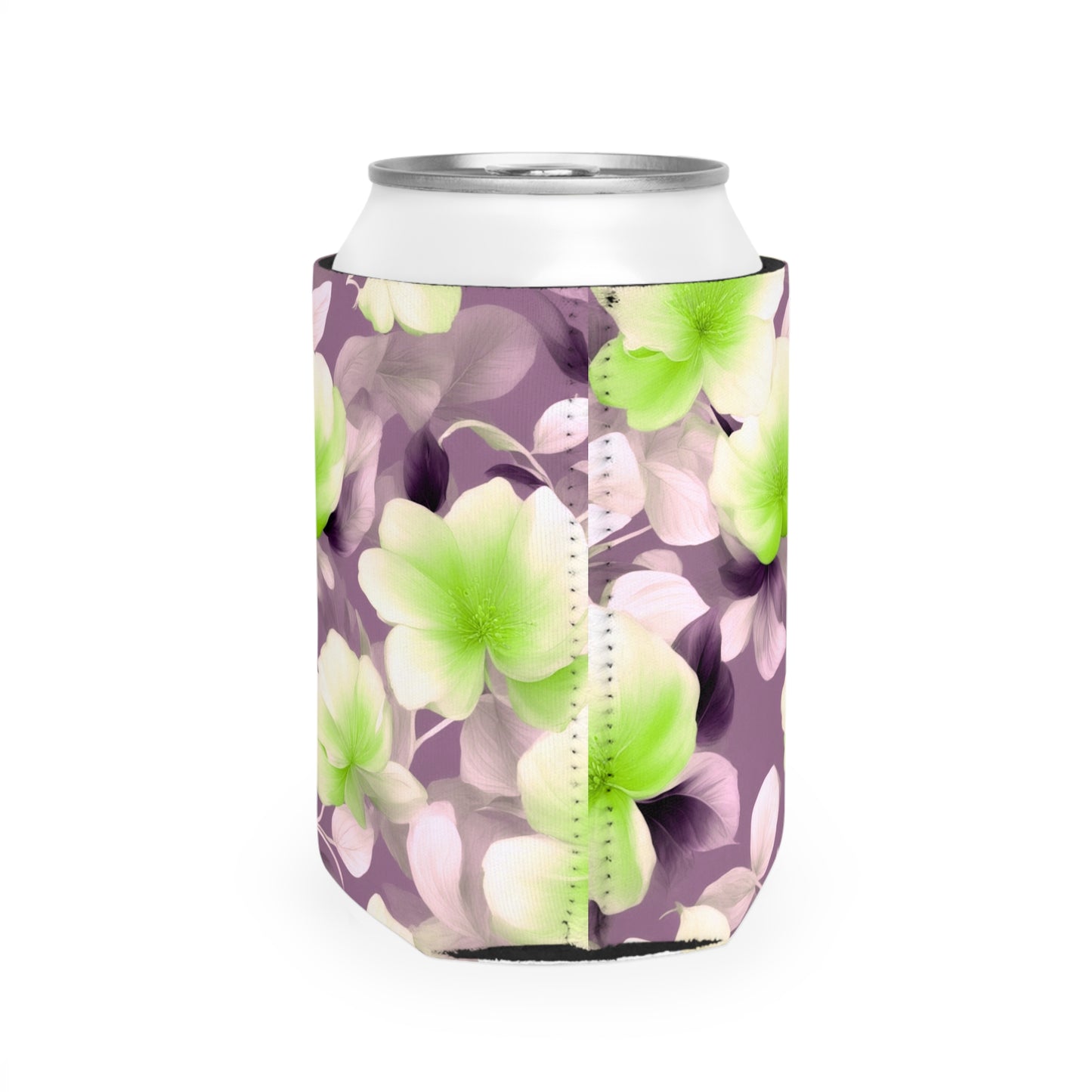 Lime Lavender Floral Bunch 12 oz Can Cooler Sleeve