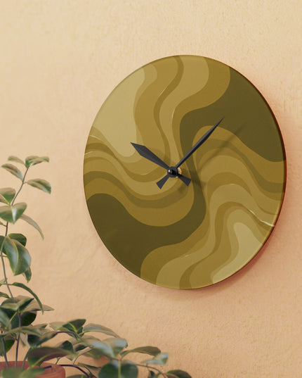 Brown Wavey 10.75" x 10.75" Round or Square Acrylic Wall Clock
