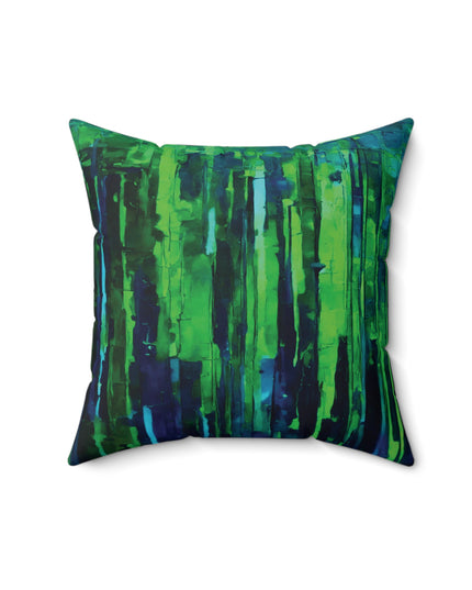 Striped Blue Green 16" x 16" Faux Suede Square Pillow