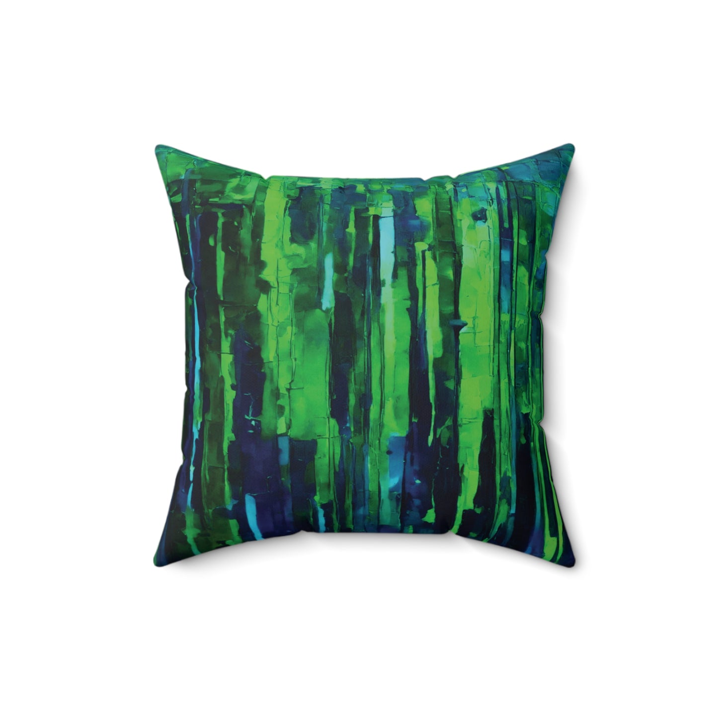 Striped Blue Green 16" x 16" Faux Suede Square Pillow