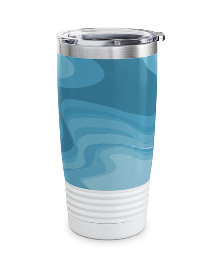 Sky Blue Wavey Ringneck Tumbler, 20oz in white