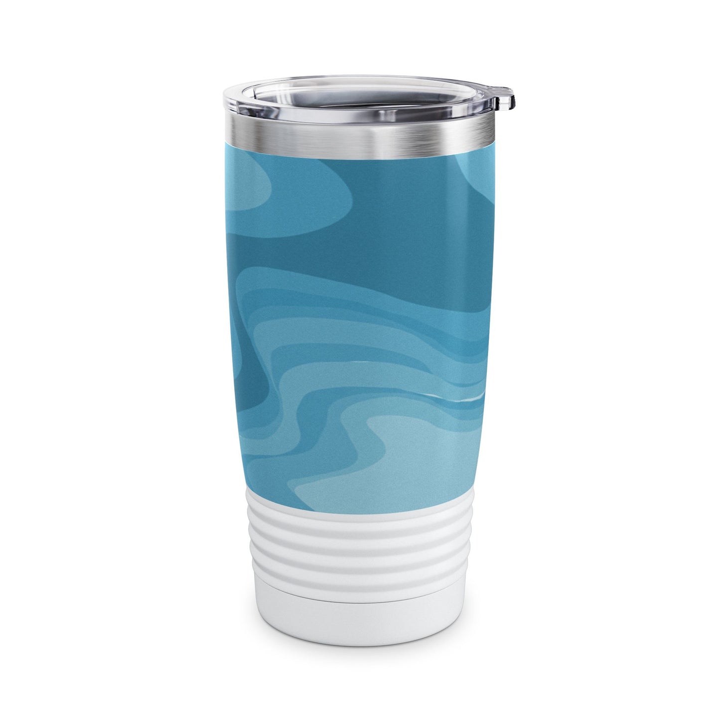 Sky Blue Wavey Ringneck Tumbler, 20oz in white, steel and black