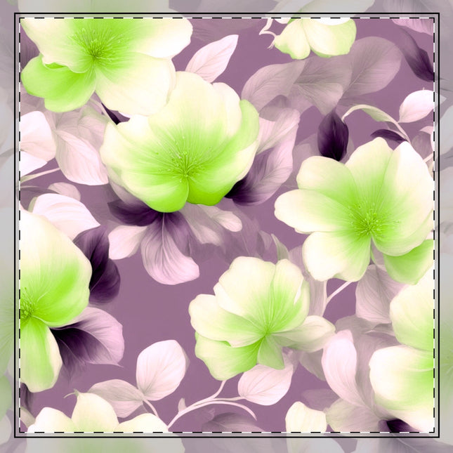 Lime Lavender Floral Bunch Cotton Twill Napkin, 22" x 22"