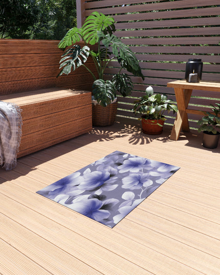 Indigo Blossom Floral Bunch Outdoor Rug, 24" x 36"