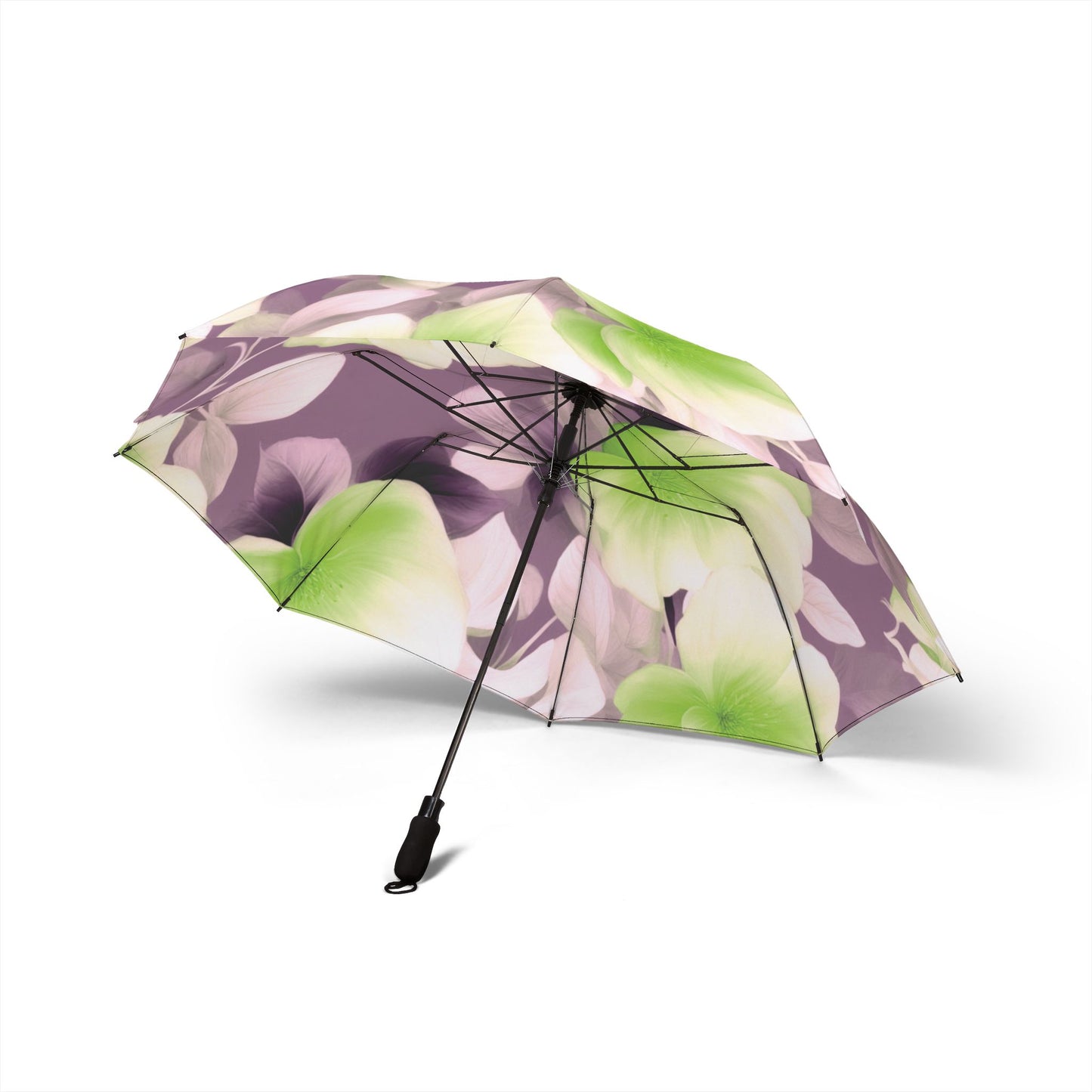 Lime Lavender Floral Bunch Foldable Umbrella - Compact & Chic