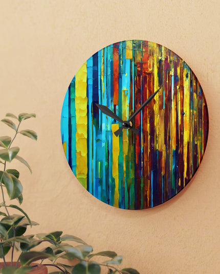 Striped Alpha Acrylic Wall Clock, Round or Square, 10.75" x 10.75"