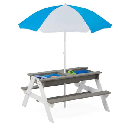 Kids Outdoor Picnic Table Set With Umbrella