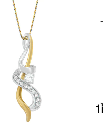 Espira 10K Two-tone Gold 1/5 cttw Diamond Intertwined Swirl Pendant Necklace (J-K, I1-I2)