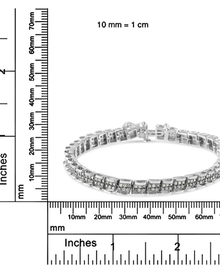 .925 Sterling Silver 2.0 Cttw Diamond 7" Round Miracle Plate Link Bracelet (I-J Color, I2-I3 Clarity)