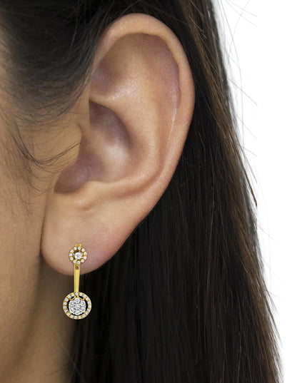 14K Yellow Gold Plated .925 Sterling Silver 5/8 Cttw Diamond Removable Stud and Dangle Earrings (I-J Color, I2-I3)