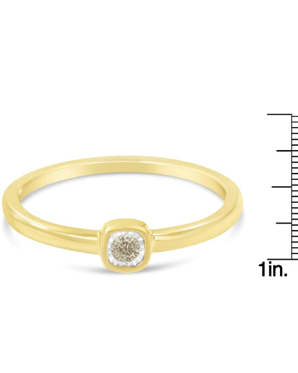 14K Yellow Gold Plated .925 Sterling Silver 1/20 Carat Diamond Square Cushion-Shaped Miracle Set Petite Fashion Promise Ring (J-K Color, I1-I2 Clarity)