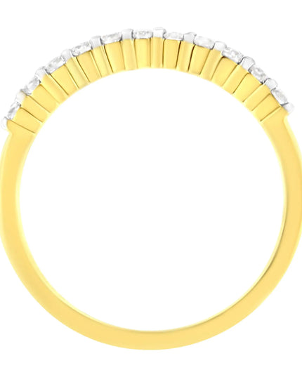 IGI Certified 1/4 Cttw Diamond 10K Yellow Gold Prong Set Fluted Band Style Ring (I-J Color, I2-I3 Clarity)