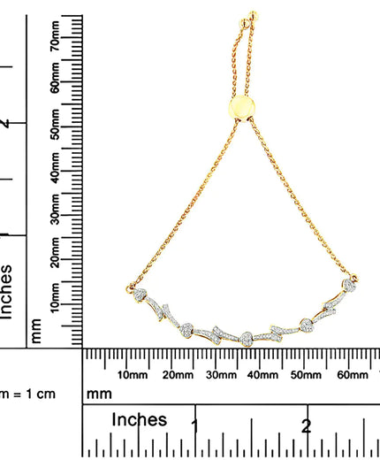 .925 Sterling Silver Diamond Accent Heart and Wave Link Bolo Bracelet (I-J Color, I2-I3 Clarity) - 6" to 9" Adjustable
