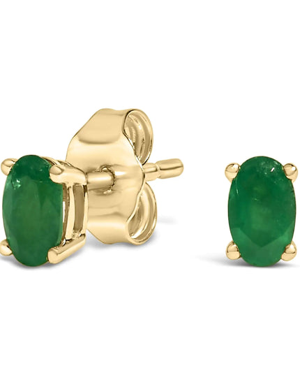14K Gold Oval Cut Gemstone Birthstone 5x3 mm Stud Earrings
