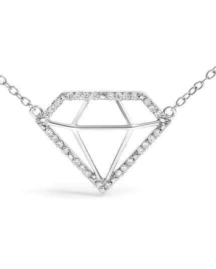 .925 Sterling Silver 1/7 Cttw Lab Grown Diamond Diamond Shaped Pendant Necklace - Size 18 Inches