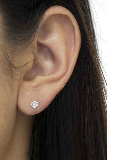 10K Gold 0.15 Cttw Round Brilliant-Cut Near Colorless Diamond Bezel-Set Stud Earrings (H-I Color, I1-I2 Clarity)