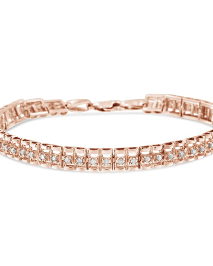 .925 Sterling Silver Diamond Double-Link 7" Tennis Bracelet (I-J Color, I3 Clarity)