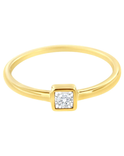14K Yellow Gold Plated .925 Sterling Silver 1/20 cttw Miracle Set Diamond Promise Ring (J-K Color, I1-I2 Clarity)