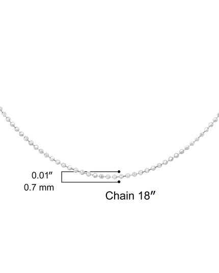 .925 Sterling Silver 0.7mm Slim and Dainty Unisex 18" Inch Ball Bead Chain Necklace