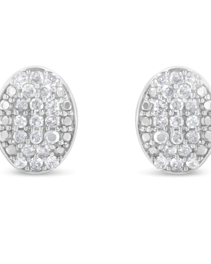Sterling Silver Round Diamond Oval Cluster Earrings (1/2 cttw, I-J Color, I2-I3 Clarity)