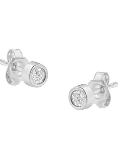 10K Gold 0.15 Cttw Round Brilliant-Cut Near Colorless Diamond Bezel-Set Stud Earrings (H-I Color, I1-I2 Clarity)