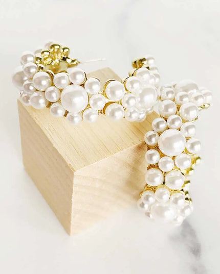 Pearl Flower Hoops