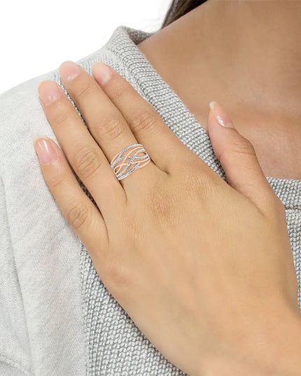 .925 Sterling Silver Diamond Accent Crossover Ring (I-J Color, I2-I3 Clarity)