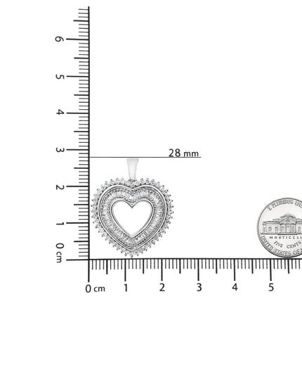 .925 Sterling Silver 1.0 Ctw Diamond Shadow Open Heart Halo 18" Pendant Necklace (I-J Color, I1-I2 Clarity)