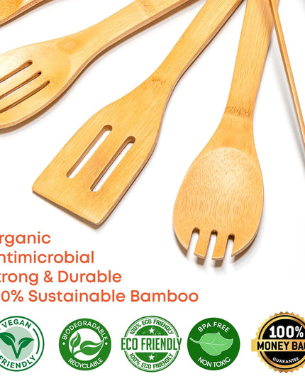 Bamboo Cooking Spoons 7-pack For Nonstick Cookware