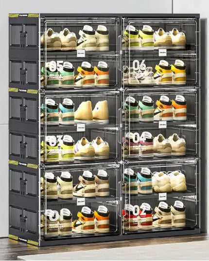 24-pair Hard Plastic Shoe Storage Cabinet, 6 Layers, Large Stackable/foldable
