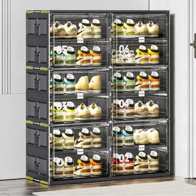 24-pair Hard Plastic Shoe Storage Cabinet, 6 Layers, Large Stackable/foldable