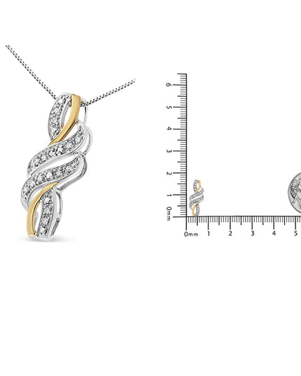 10K Yellow Gold Plated .925 Sterling Silver 1/20 cttw Round Cut Diamond Swirl Pendant Necklace (H-I Color, I2-I3 Clarity)