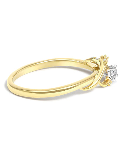 14K Yellow Gold Flash Plated .925 Sterling Silver 1/6 Cttw Diamond Swirl and Halo Promise Ring (I-J Color, I3 Clarity)