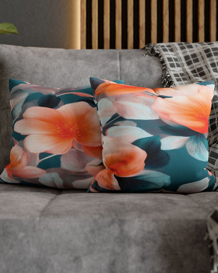 Orange Blossom Floral Bunch Spun Polyester Square Pillowcase, 14" x 14"