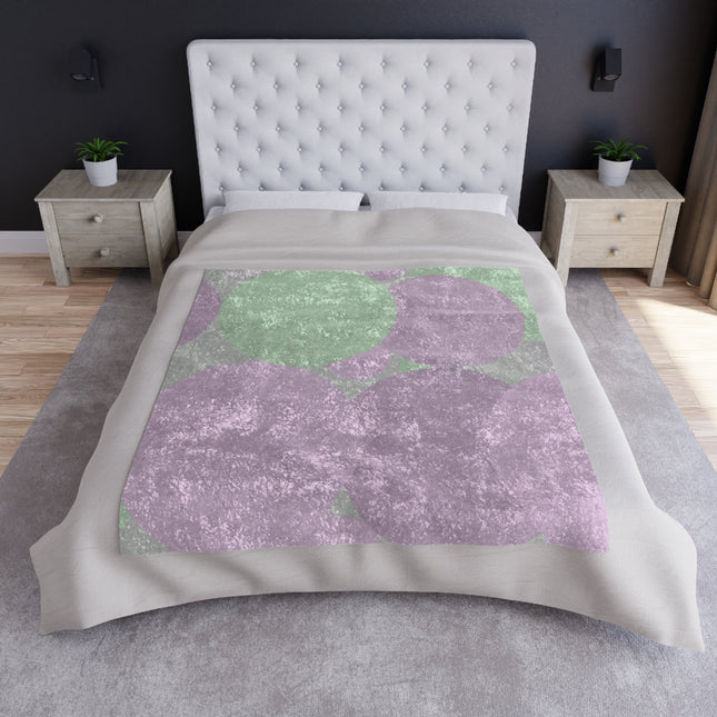 Pastel Lavender Purple and Soft Green Patches 50" x 60" Crushed Velvet Blanket