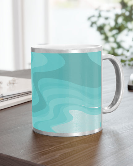 Tif Green Wavey 11 oz Metallic Mug (Silver\Gold)