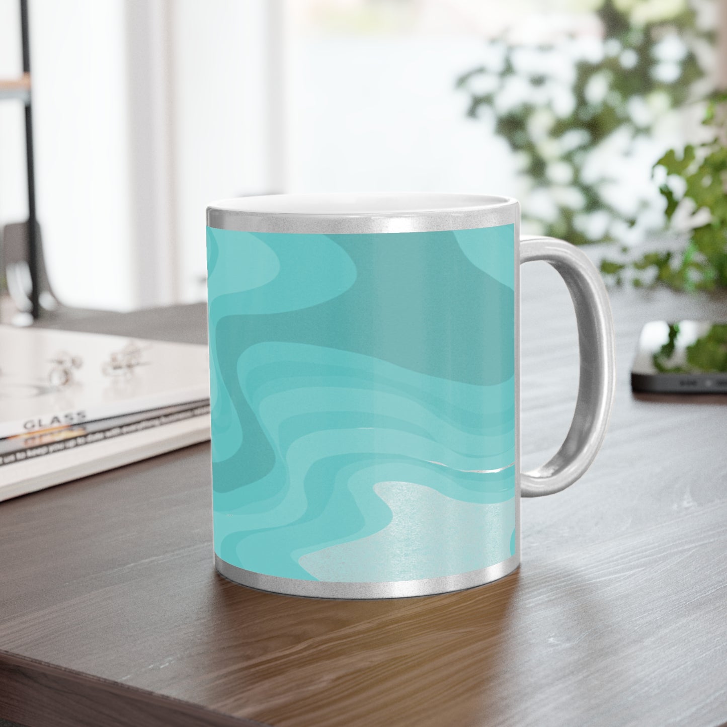 Tif Green Wavey 11 oz Metallic Mug (Silver\Gold)