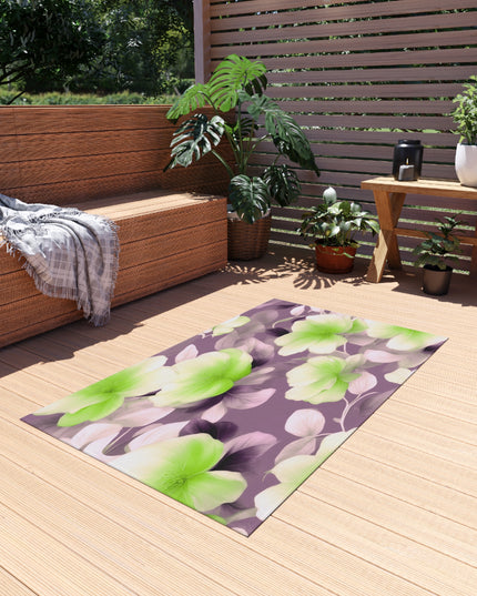 Lime Lavender Floral Bunch Outdoor Rug, 36" x 60"