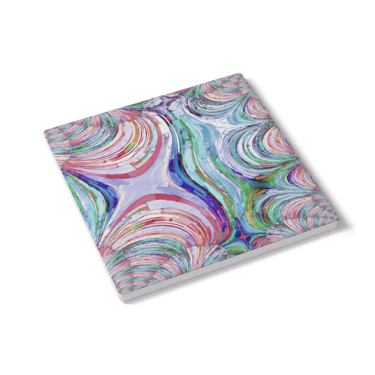 Uzi Spiral Pastels 4" x 4" Square Ceramic Coaster