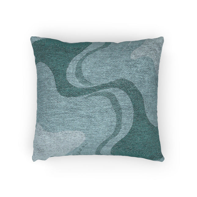 Sky Blue Wavey Woven Pillow, 17" x 18"