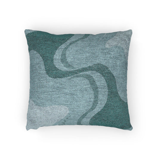 Sky Blue Wavey Woven Pillow, 17" x 18"