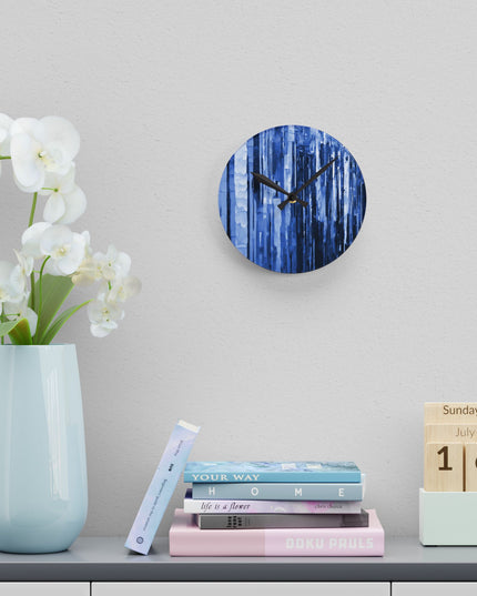 Striped Deep Blue Acrylic Round Wall Clock, 8" x 8"